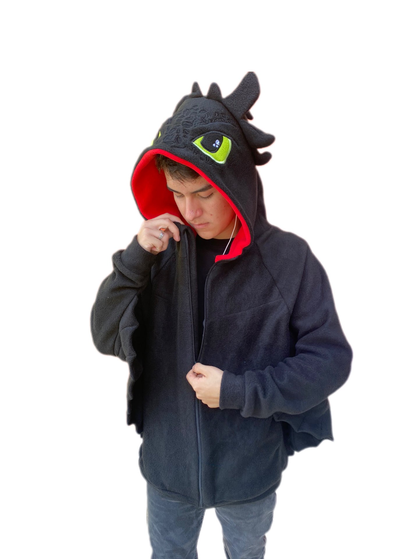 🐉Buzo Dragón Negro con Alas – Chaqueta Unisex Suave y Abrigada