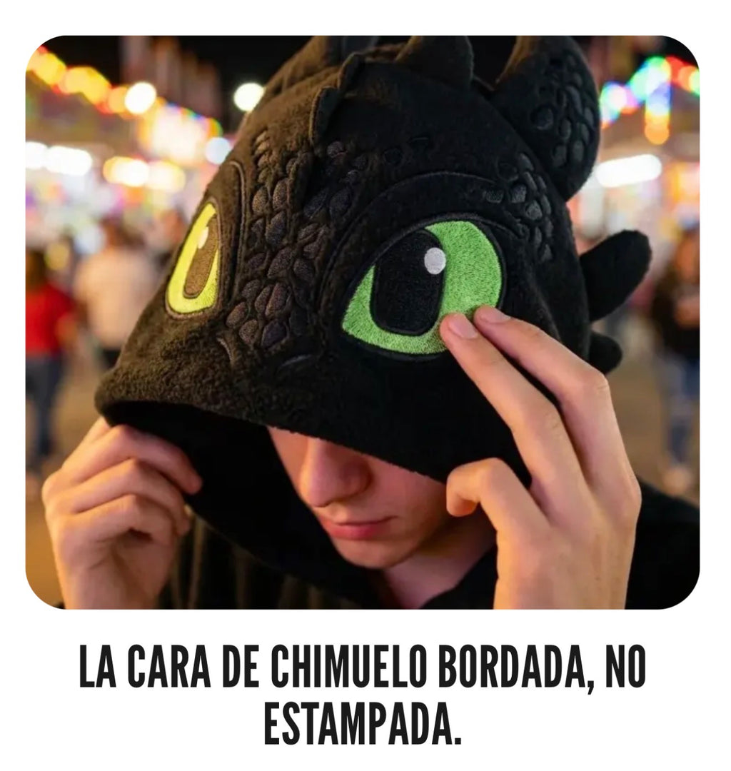🐉Buzo Dragón Negro con Alas – Chaqueta Unisex Suave y Abrigada