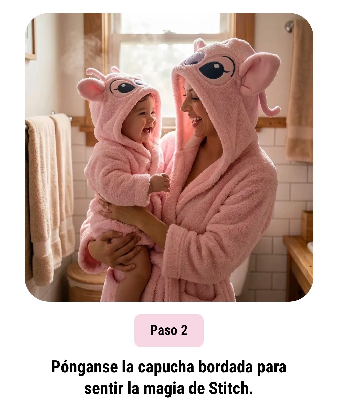 😻Bata de Baño Rosa con Capucha Diseño Angel