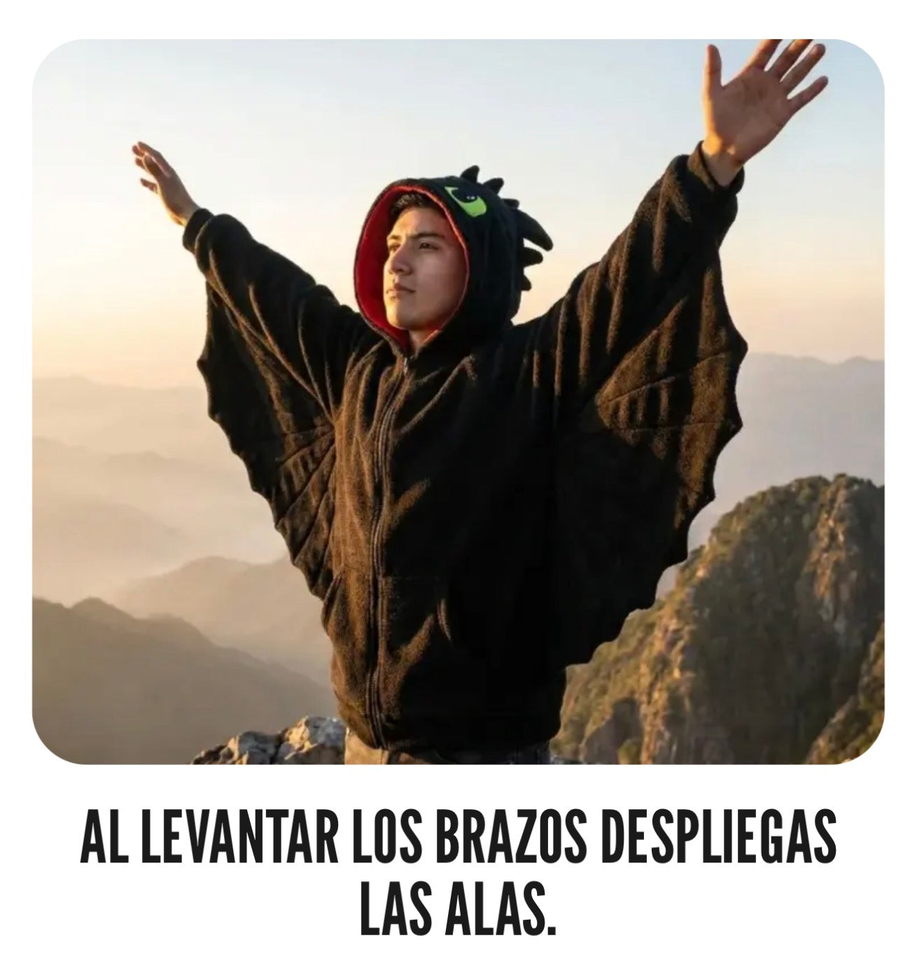 🐉Buzo Dragón Negro con Alas – Chaqueta Unisex Suave y Abrigada