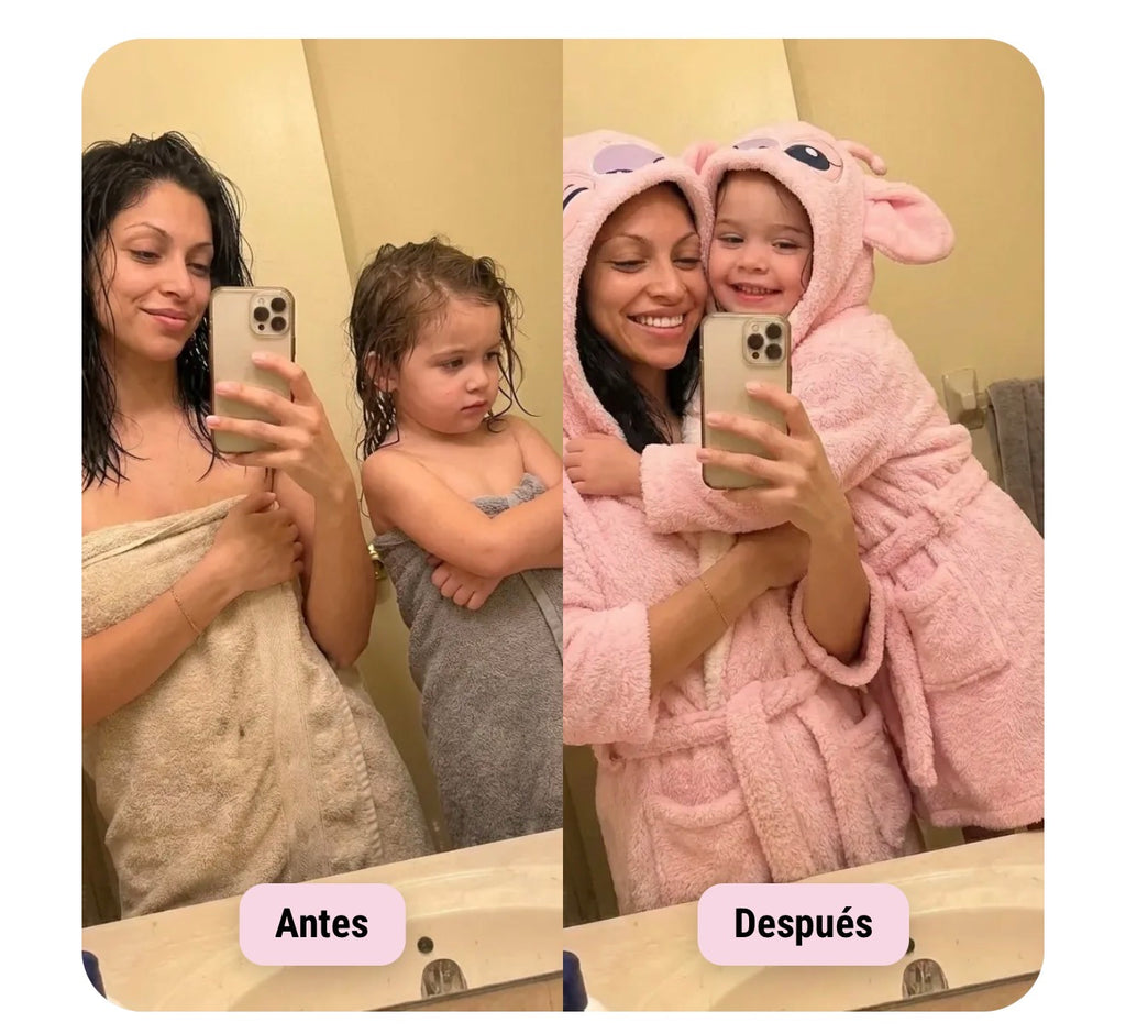 😻Bata de Baño Rosa con Capucha Diseño Angel