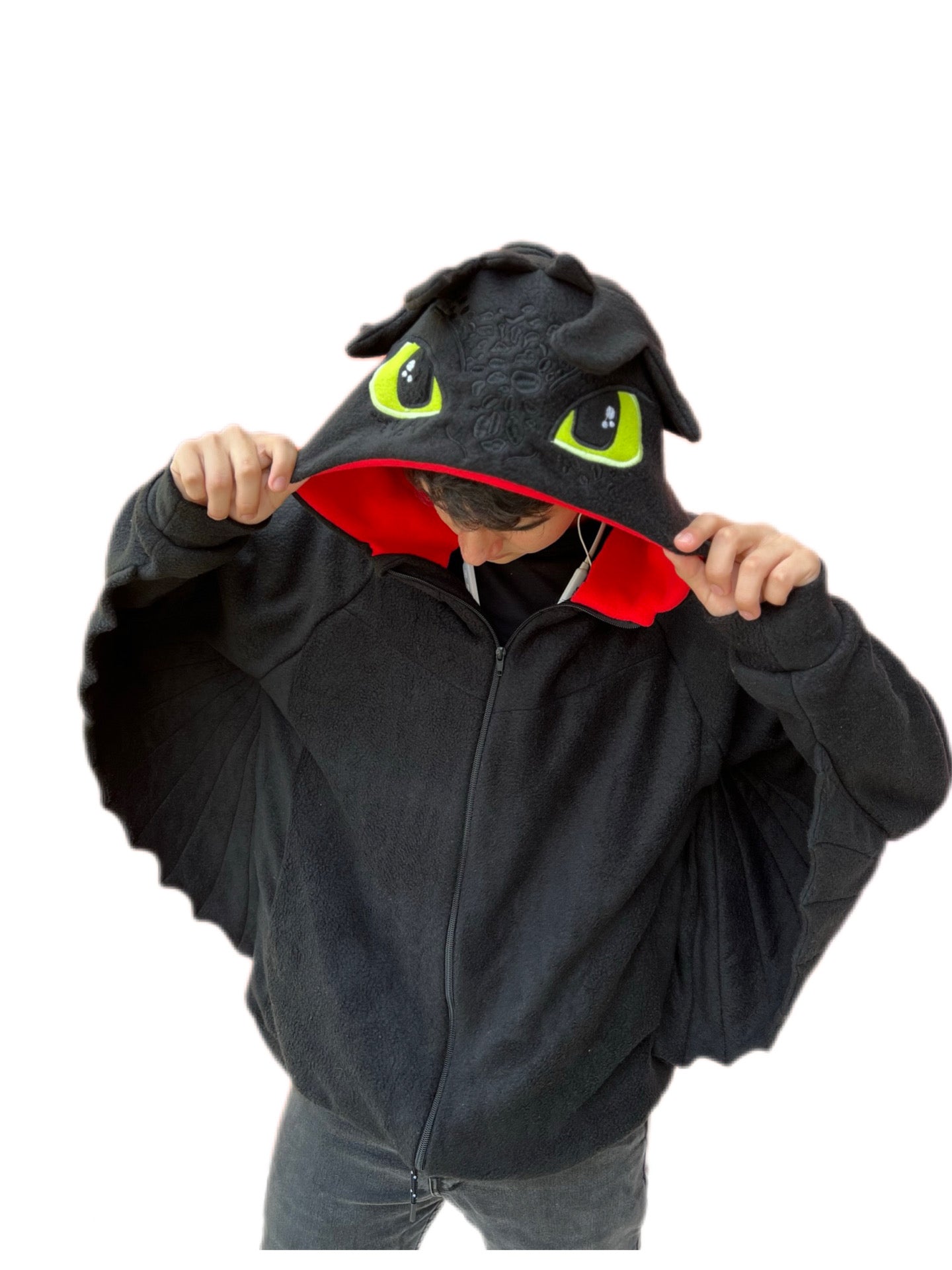 🐉Buzo Dragón Negro con Alas – Chaqueta Unisex Suave y Abrigada