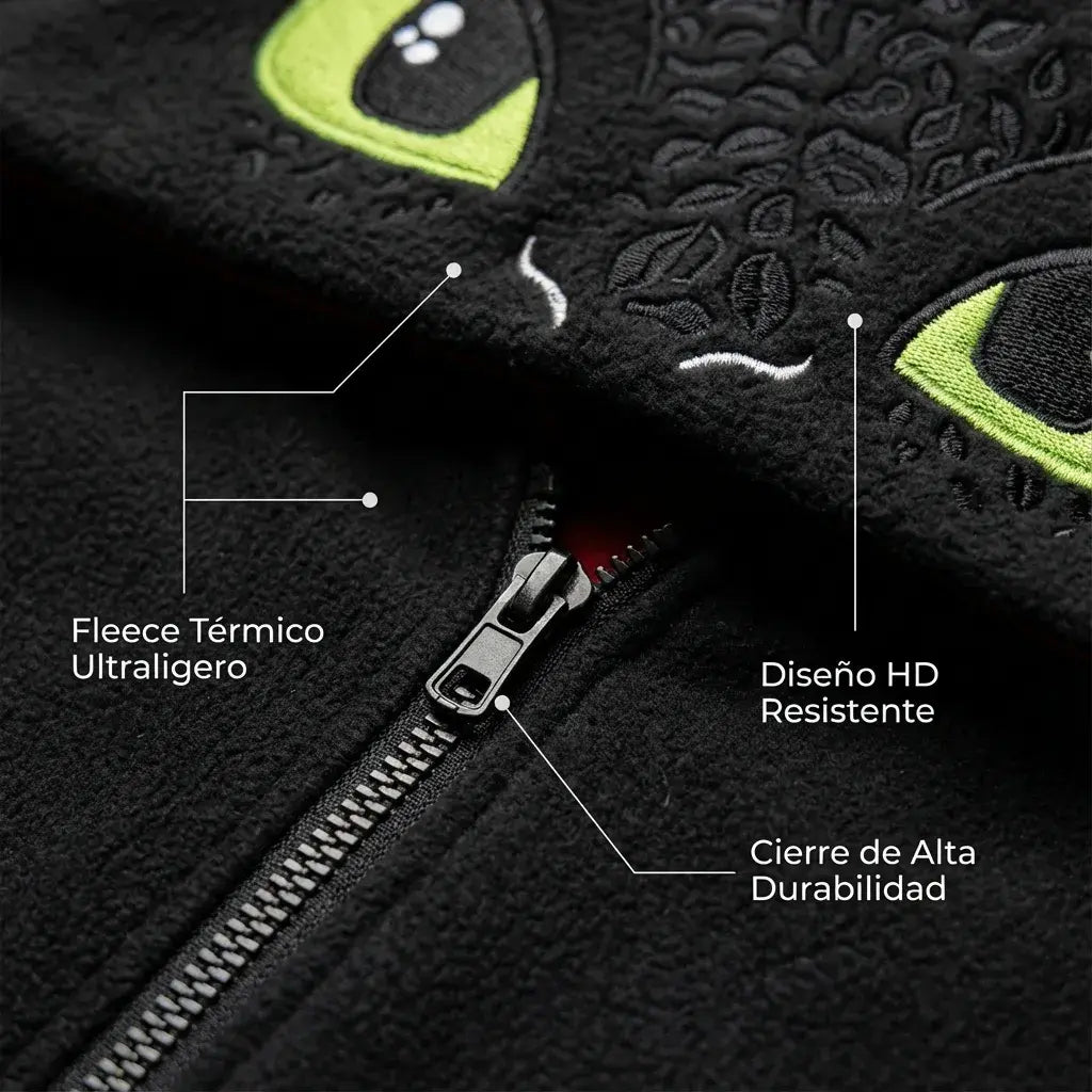 🐉Buzo Dragón Negro con Alas – Chaqueta Unisex Suave y Abrigada